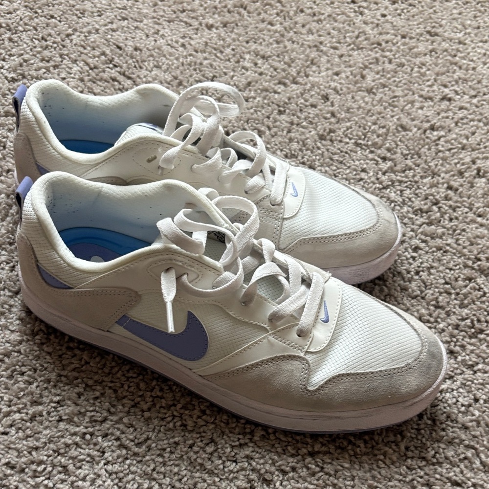 Nike SB White Sneakers with Light Lavender Swoosh